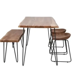 Dimehouse Industriële eettafel acaciahout Novi 130x70 cm - Hout - Bruin New