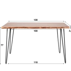 Dimehouse Industriële eettafel acaciahout Novi 130x70 cm - Hout - Bruin New