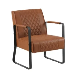 Dimehouse Industriële fauteuil Peter Cognac - Kunstleder - Bruin Online