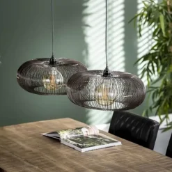Dimehouse Industriële hanglamp Jill 2-lichts koper bruin - 43x102x150 cm - Nikkel - Zwart Clearance