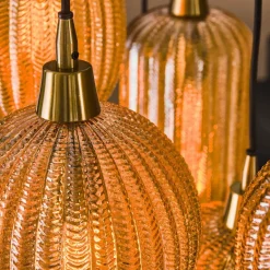 Dimehouse Industriële hanglamp Olaf amber 7-lichts glas - 38x95x150 cm - Amber color glas Clearance