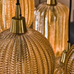 Dimehouse Industriële hanglamp Olaf amber 7-lichts glas - 38x95x150 cm - Amber color glas Clearance