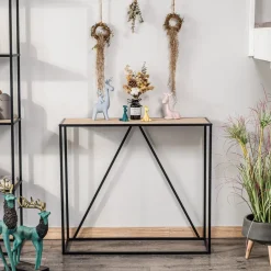 Nordlys Industriële houten en zwarte metalen consolestijl Sale