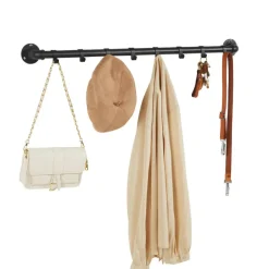 ACAZA Industriële Kapstok met 8 Haken, Kledingstang, Ophang Rail - Metaal - Zwart Best