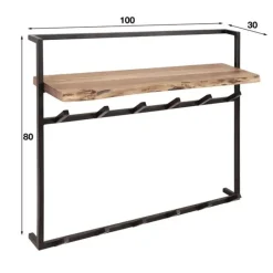 Dimehouse Industriële kapstok Naomi 12 haken acaciahout metaal 30x100x80 cm Hout Best