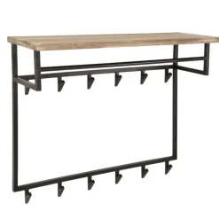 Dimehouse Industriële Kapstok Teun 12 haken acaciahout - 33x100x80 cm - Hout - Bruin New