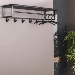 Dimehouse Industriële kapstok Yme acaciahout metaal - 30x100x27 cm - Hout - Bruin New