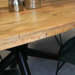 Dimehouse Industriële tafel ovaal Oregon mangohout 180x100 cm - Mangohout - Bruin Clearance