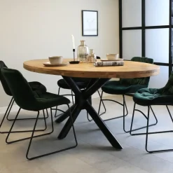 Dimehouse Industriële tafel ovaal Oregon mangohout 180x100 cm - Mangohout - Bruin Clearance