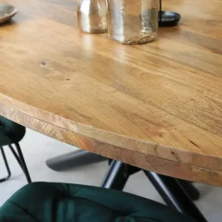 Dimehouse Industriële tafel ovaal Oregon mangohout 180x100 cm - Mangohout - Bruin Clearance