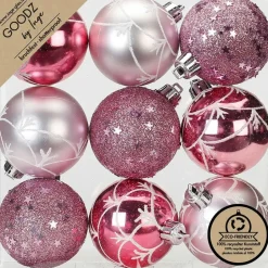 Inge-glas Inge Christmas Goodz kerstballen 9x - 6 cm -kunststof -roze Discount