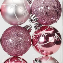 Inge-glas Inge Christmas Goodz kerstballen 9x - 6 cm -kunststof -roze Discount