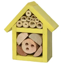Decoris Insectenhotel - geel - vurenhout - 11 cm