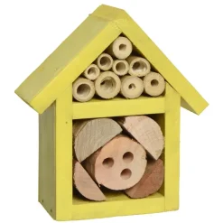 Decoris Insectenhotel - geel - vurenhout - 11 cm