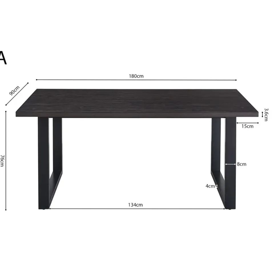 Interiax Eettafel 'Oliver' 180 cm Decor Donkerbruin Hot