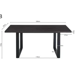Interiax Eettafel 'Oliver' 180 cm Decor Donkerbruin Hot