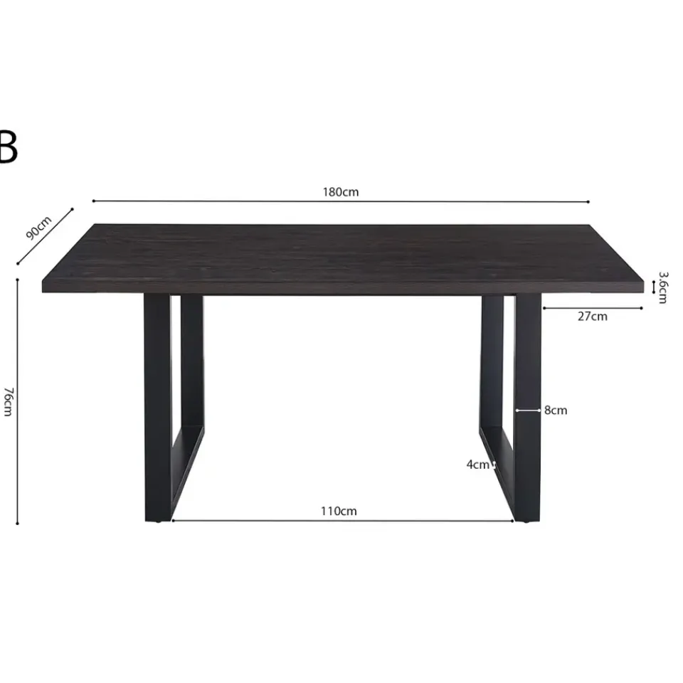 Interiax Eettafel 'Oliver' 180 cm Decor Donkerbruin Hot