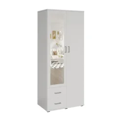 Interiax Kledingkast 'Lena' - Wit - 2 Deurs - 185x80x52cm Best