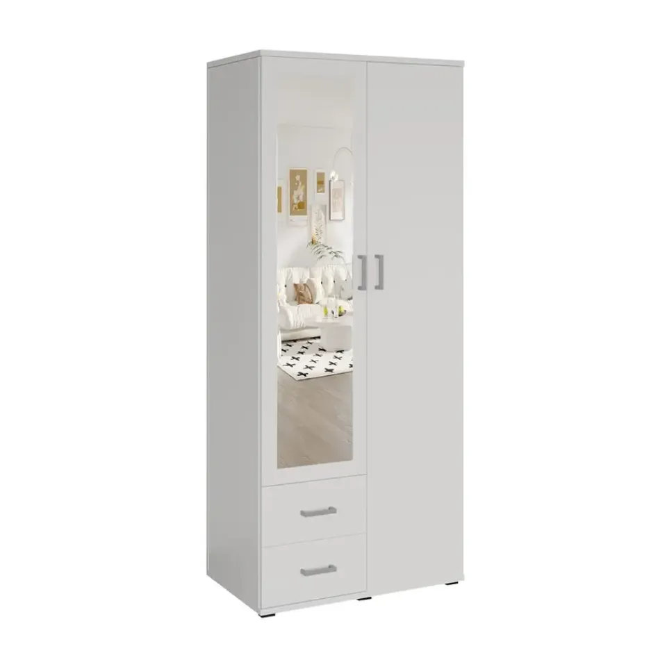 Interiax Kledingkast 'Lena' - Wit - 2 Deurs - 185x80x52cm Best