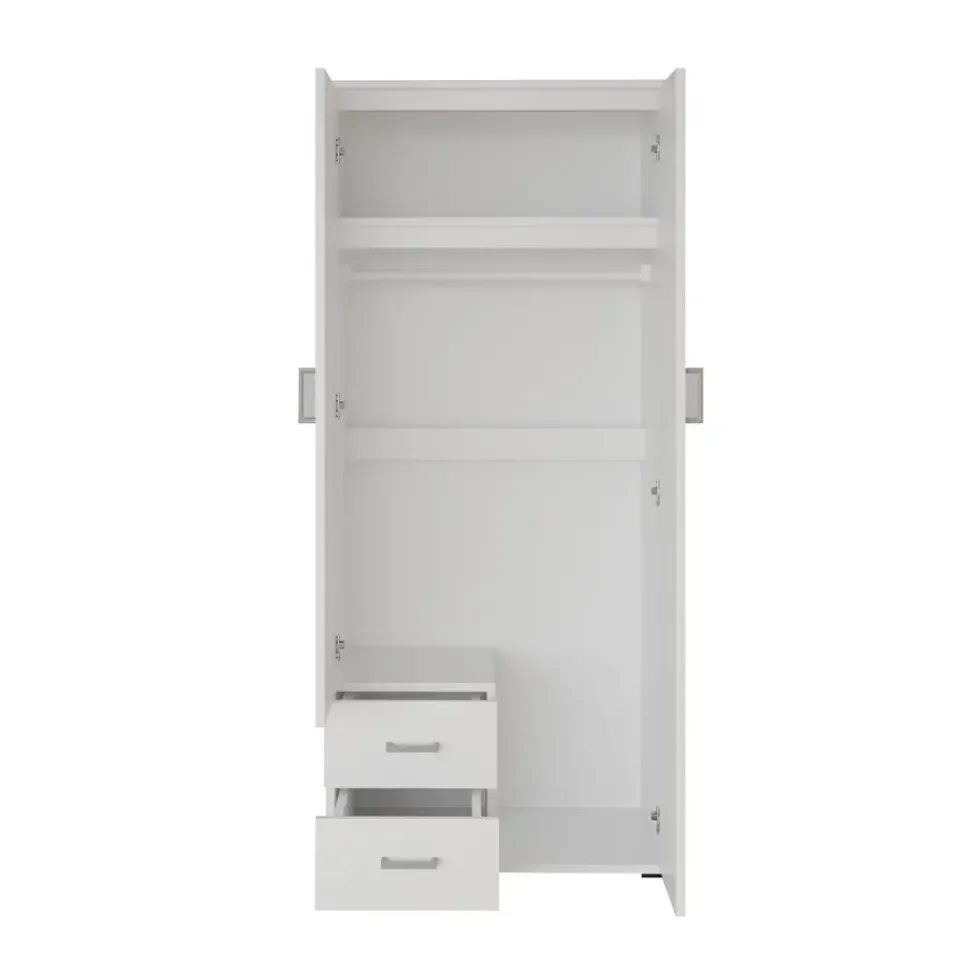 Interiax Kledingkast 'Lena' - Wit - 2 Deurs - 185x80x52cm Best