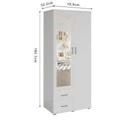 Interiax Kledingkast 'Lena' - Wit - 2 Deurs - 185x80x52cm Best
