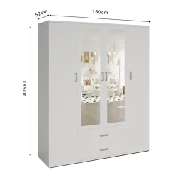 Interiax Kledingkast 'Lena' - Sonoma Eik - 4 Deurs - 185x160x52cm Sale