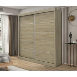 Interiax Kledingkast 'Mila' - Sonoma Eik - Schuifdeurkast - 197x182x52 cm Best
