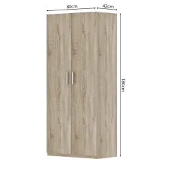 Interiax Kledingkast 'Mila' - Sonoma Eik - 2 Deurs - 180x80x42 cm Clearance