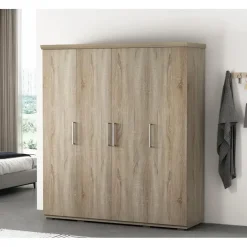 Interiax Kledingkast 'Mila' - Sonoma Eik - 4 Deurs - 183x160x52cm Discount