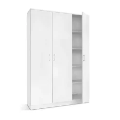 Interiax Opbergkast - Kledingkast 'Amelie' - Wit - 3 Deurs - 180x120x40cm Outlet