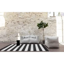 Eva Interior Interieur05 Buitenkleed Stripes zwart/wit dubbelzijdig - 290 x 200 cm Discount