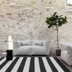 Eva Interior Interieur05 Buitenkleed Stripes zwart/wit dubbelzijdig - 290 x 200 cm Discount