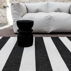 Eva Interior Interieur05 Buitenkleed Stripes zwart/wit dubbelzijdig - 290 x 200 cm Discount