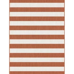 Eva Interior Interieur05 Buitenkleed Stripes roest/wit dubbelzijdig - 340 x 240 cm Sale