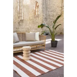 Eva Interior Interieur05 Buitenkleed Stripes roest/wit dubbelzijdig - 340 x 240 cm Sale