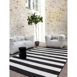 Eva Interior Interieur05 Buitenkleed Stripes zwart/wit dubbelzijdig - 230 x 160 cm Online