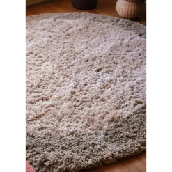 Interieur05 hoogpolig vloerkleed polyester Pilo groen/beige - 240 x 240 cm Clearance