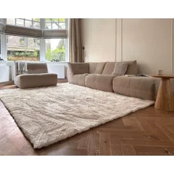 Interieur05 Hoogpolig vloerkleed Odelia beige/wit - 200 x 290 cm Best