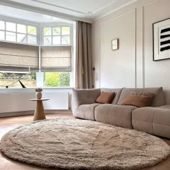 Interieur05 organisch hoogpolig vloerkleed Furr Stone bruin - 160 x 230 cm Outlet