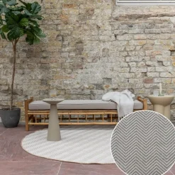 Interieur05 rond buitenkleed jute naturel zigzag - 240 x 240 cm Online