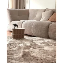 Interieur05 Rond Hoogpolig vloerkleed Odelia beige/wit - 200 x 200 cm Best