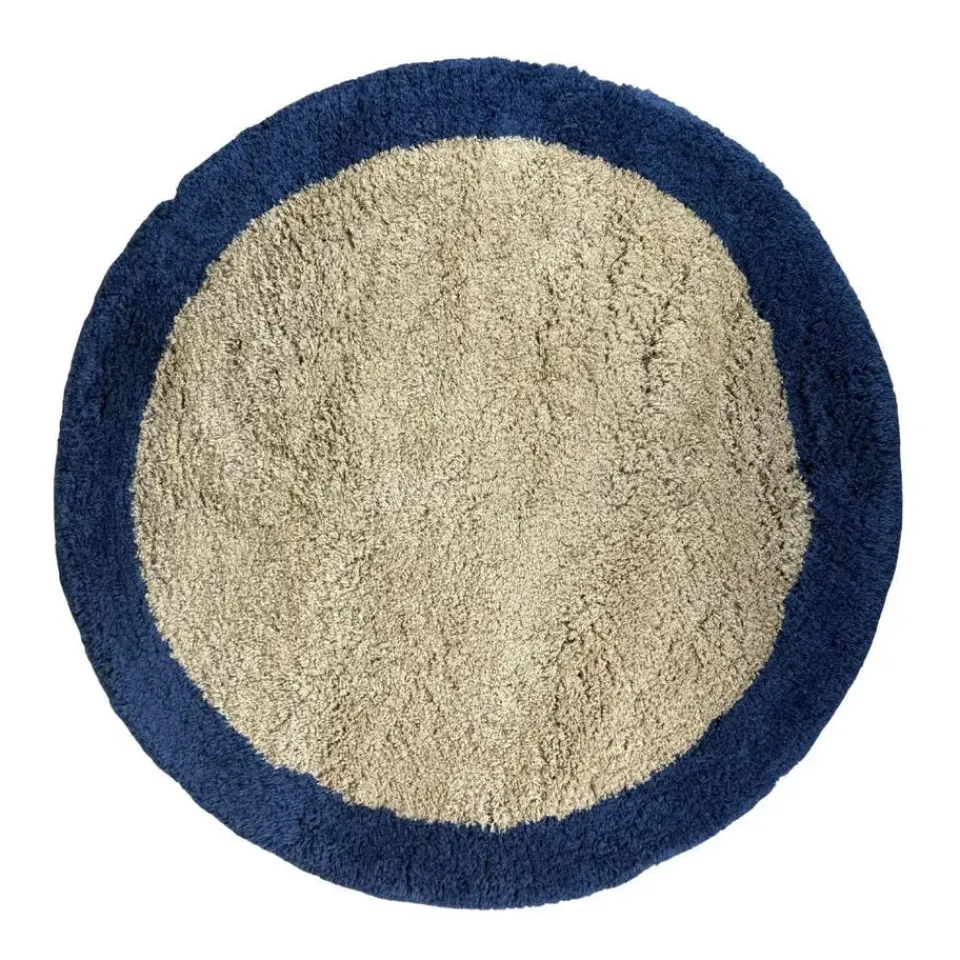 Interieur05 rond hoogpolig vloerkleed polyester Pilo beige/blauw - 240 x 240 cm Discount