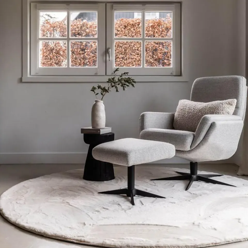 Interieur05 Rond Hoogpolig Vloerkleed Lux Creme - 240 x 240 cm Discount