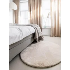 Interieur05 Rond Hoogpolig Vloerkleed Lux Creme - 120 x 120 cm Best