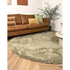 Interieur05 rond hoogpolig vloerkleed polyester Pilo groen - 230 x 160 cm Online