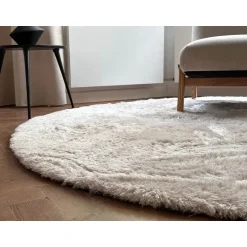 Interieur05 Rond Hoogpolig vloerkleed Odelia beige/wit - 240 x 240 cm Outlet