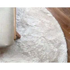 Interieur05 Rond Hoogpolig vloerkleed Odelia beige/wit - 240 x 240 cm Outlet