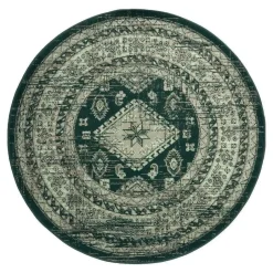 Interieur05 rond vintage vloerkleed Aila groen - 190 x 190 cm