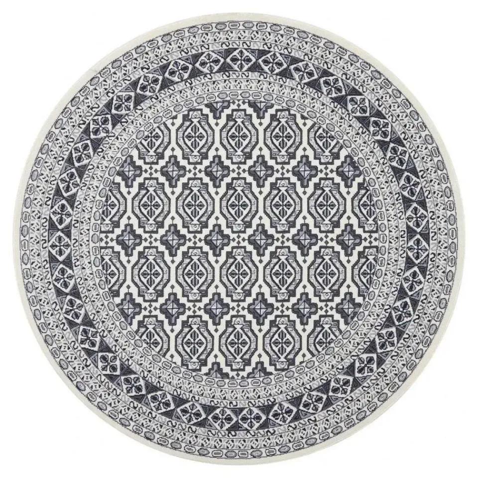 Interieur05 rond vintage vloerkleed Marad grijs/Aantraciet - 200 x 200 cm New