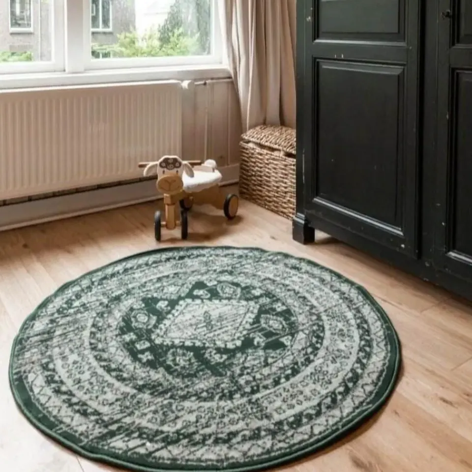 Interieur05 rond vintage vloerkleed Aila groen - 240 x 240 cm Online